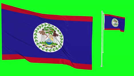 Green-Screen-Waving-Belize-Flag-or-flagpole